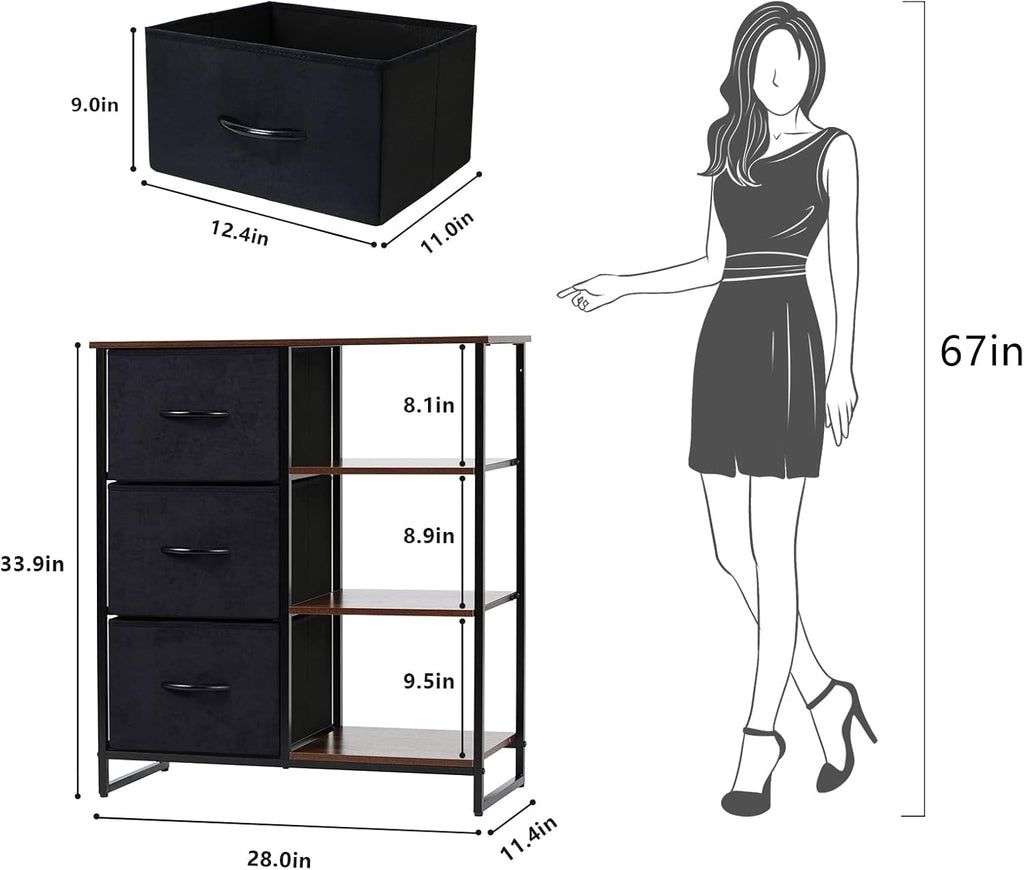 3 Drawer Dresser with Shelves L583806