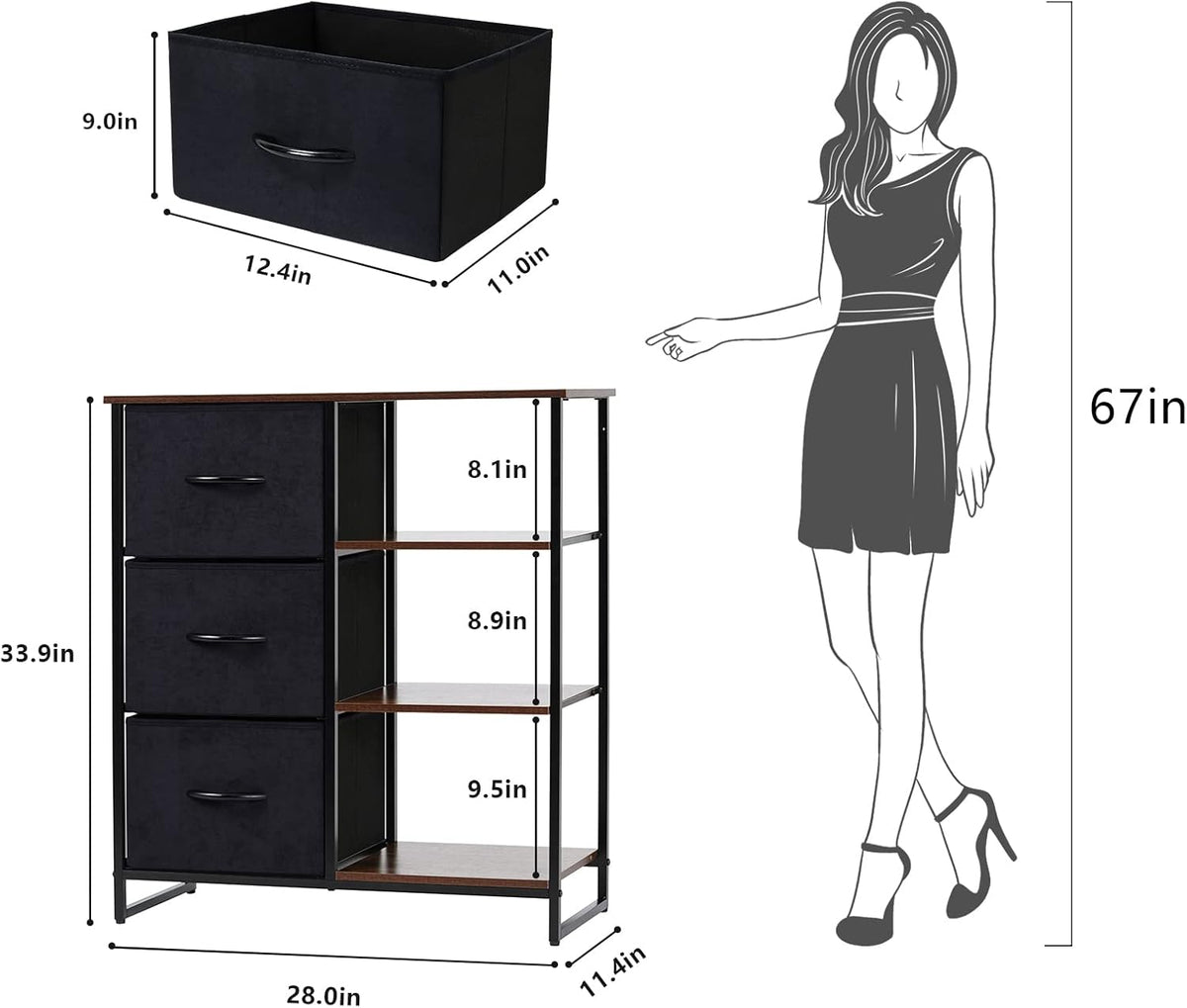 3 Drawer Dresser with Shelves L583806