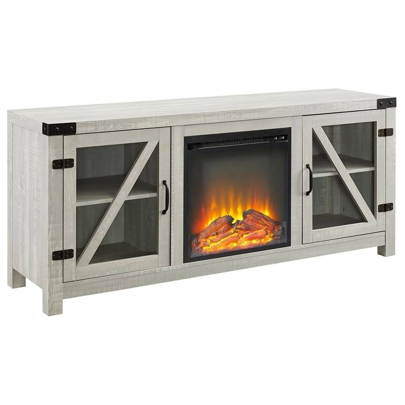 Glass Door Fireplace Console D1123