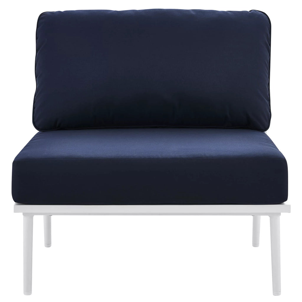 Navy White Aluminum Fabric Lounge Chair Z351