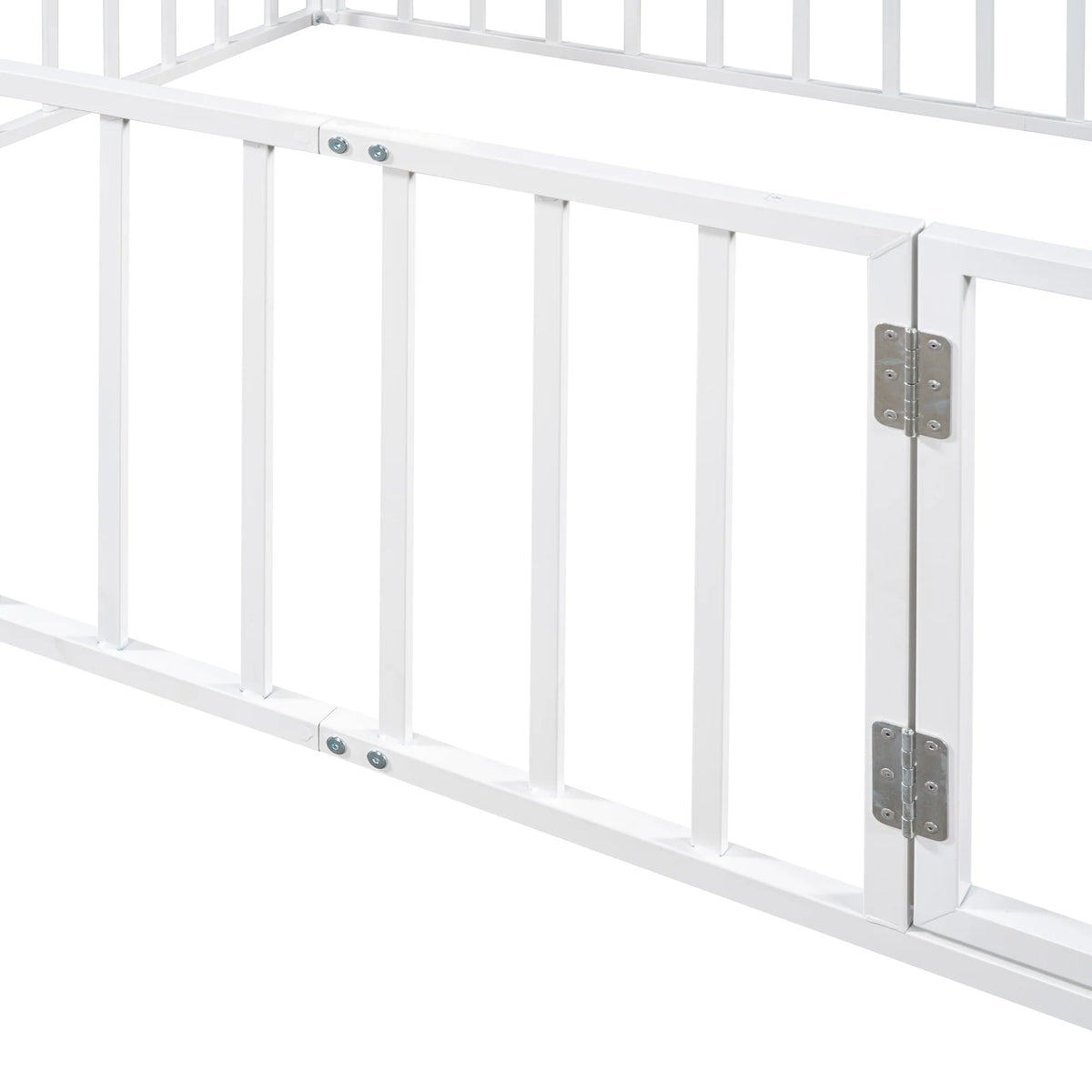 Queen Size Metal Floor Bed Frame with Fence and Door E40510