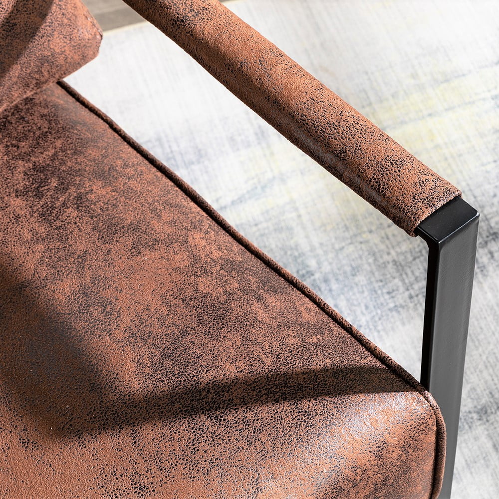Brown PU Microfiber Upholstery Metal Arms Chair B920462