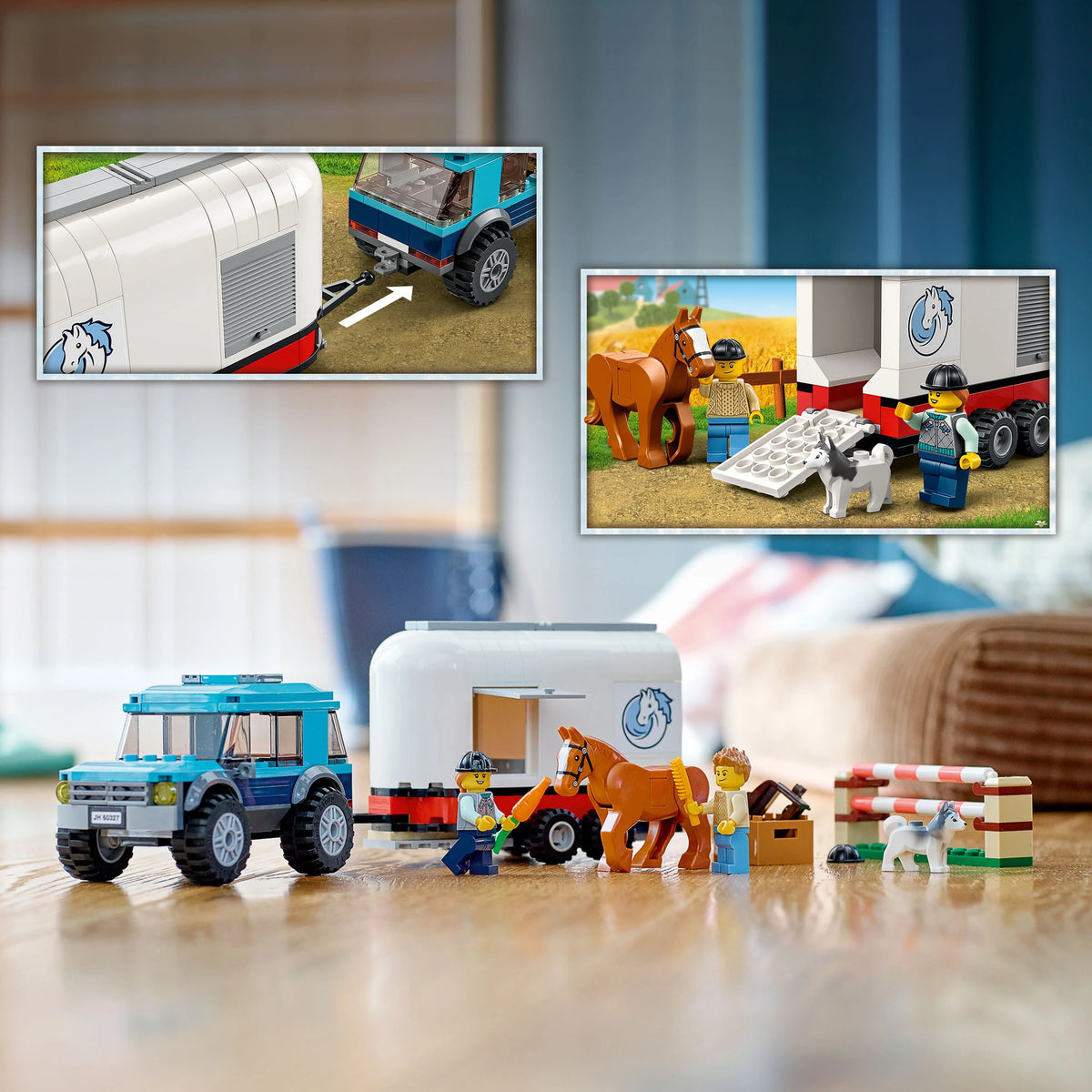 Horse Transporter Set with SUV Toy Car and Trailer Z93833