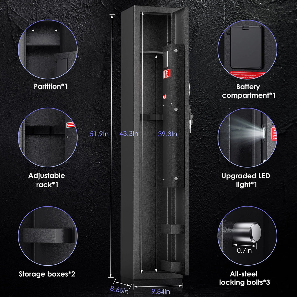 3-Gun Safe with LED Light, Digital Keypad, Alarm System M45385