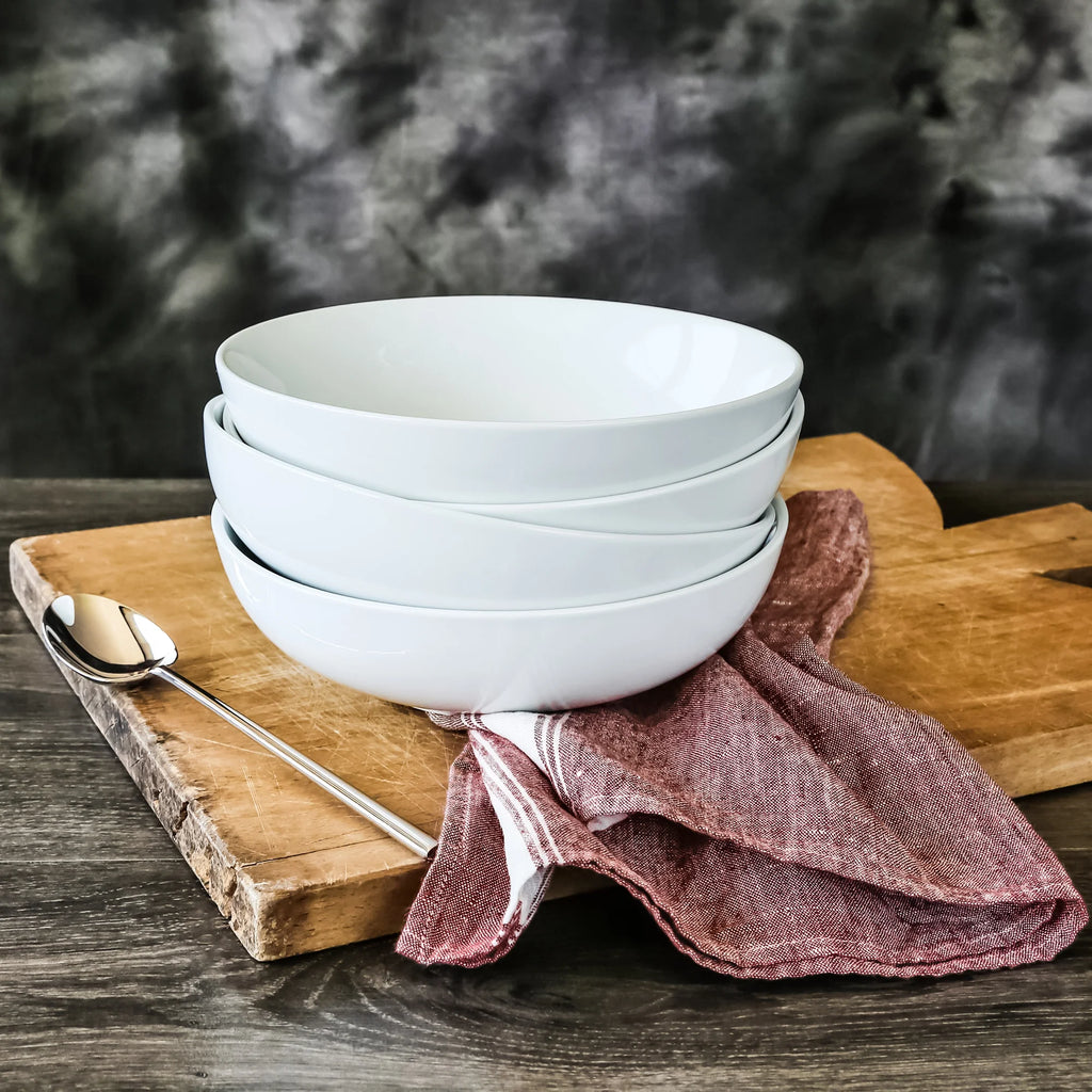 Porcelain Round Pasta Serve Bowls, Set of 4 F35920