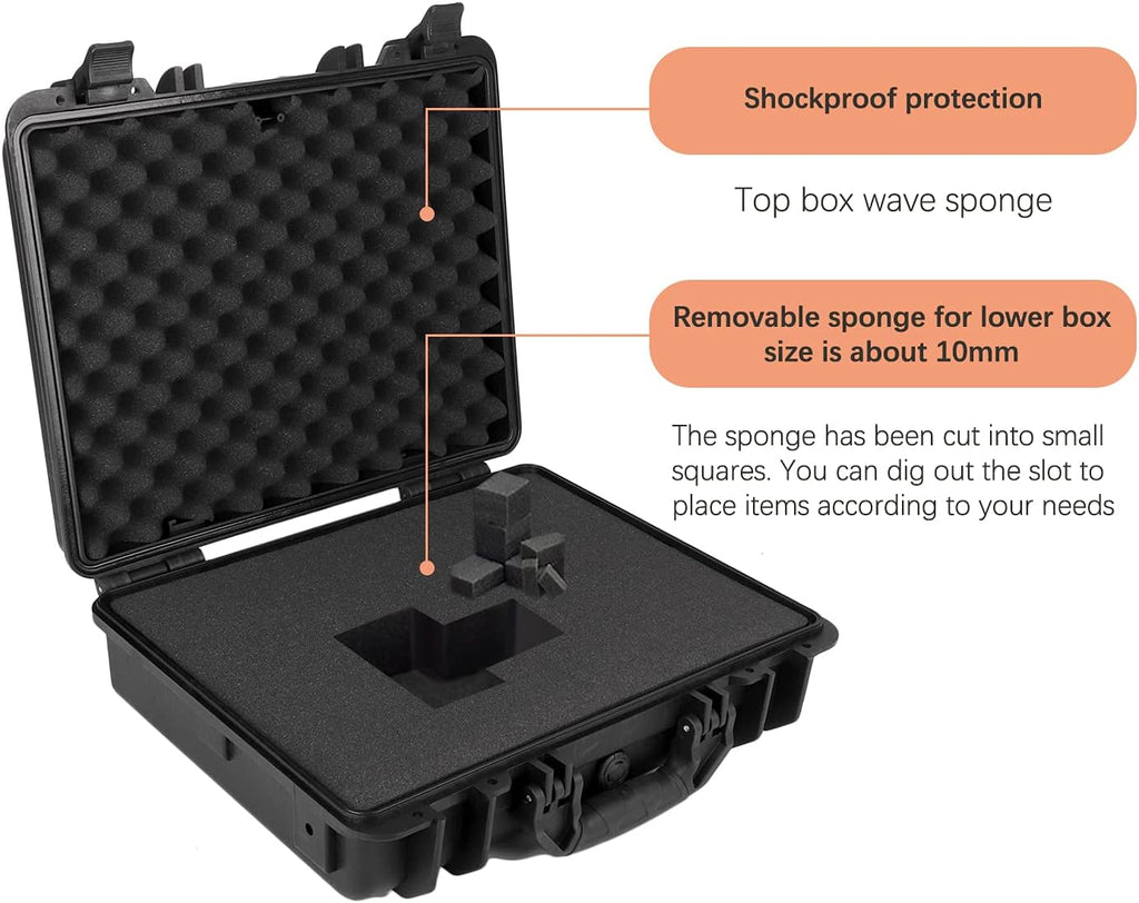 Black Waterproof Hard Camera Case with Foam Insert H6179