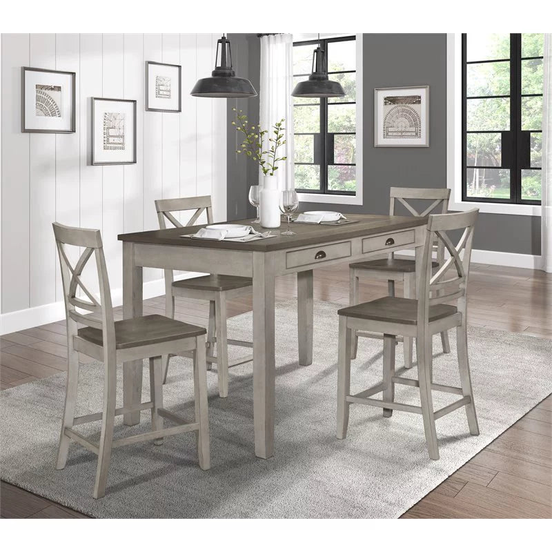 5-Piece Dining Table and 4 Counter Height Chair Set Y420519