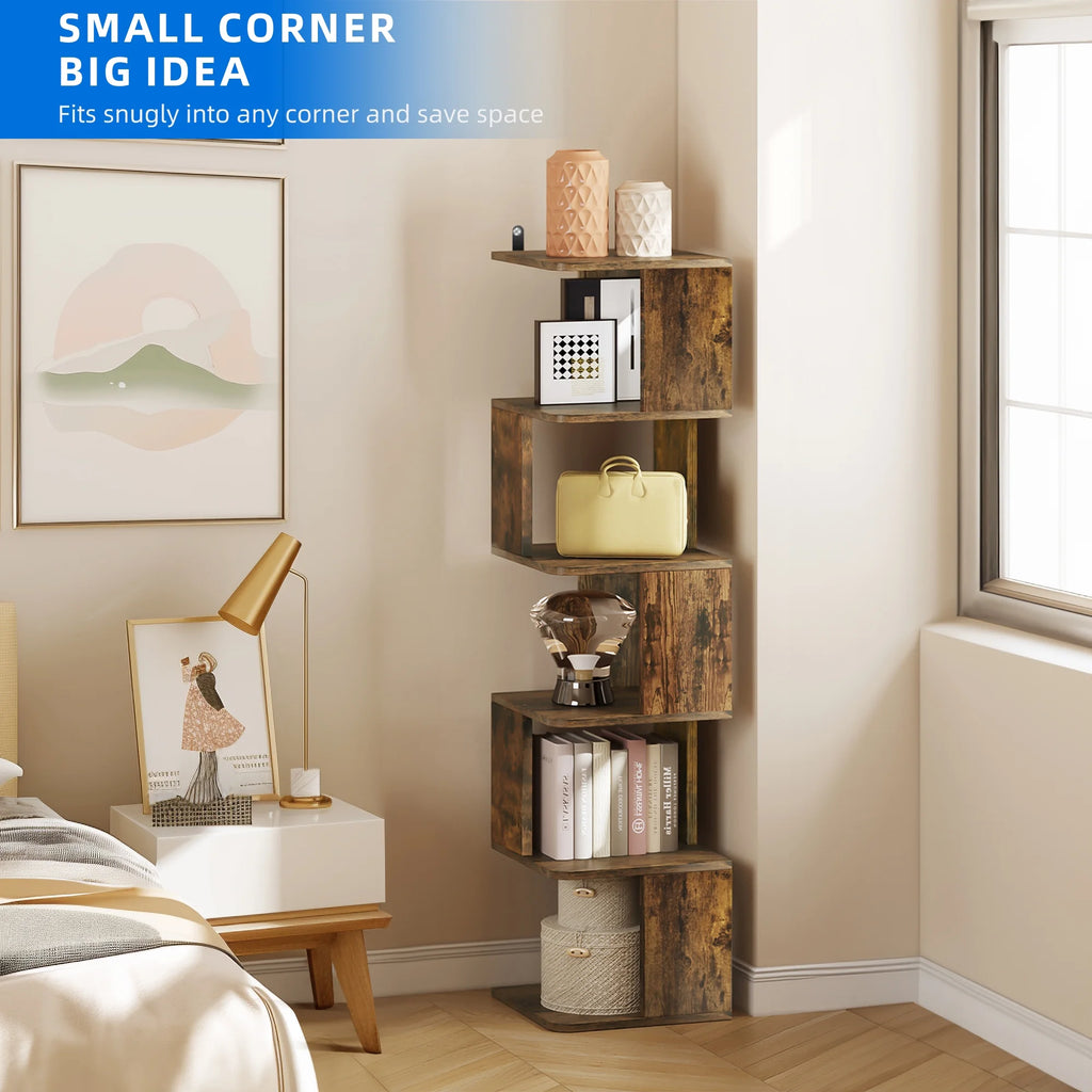 6 Tier Narrow Bookshelf Brown M548013