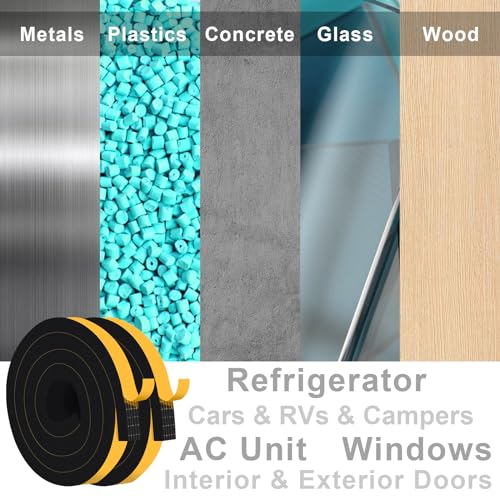 Weather Stripping Door Seal Strip, Strong Adhesive, Lightproof, Noise-Reduction, Weatherproof Foam Tape Insulation R2257