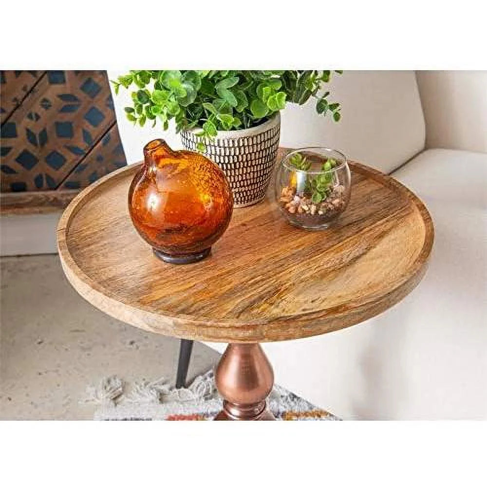 Wood And Aluminum Side Table X8379