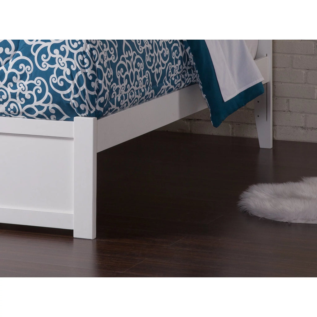 Queen Solid Wood Bed with Twin XL Trundle in White Q925