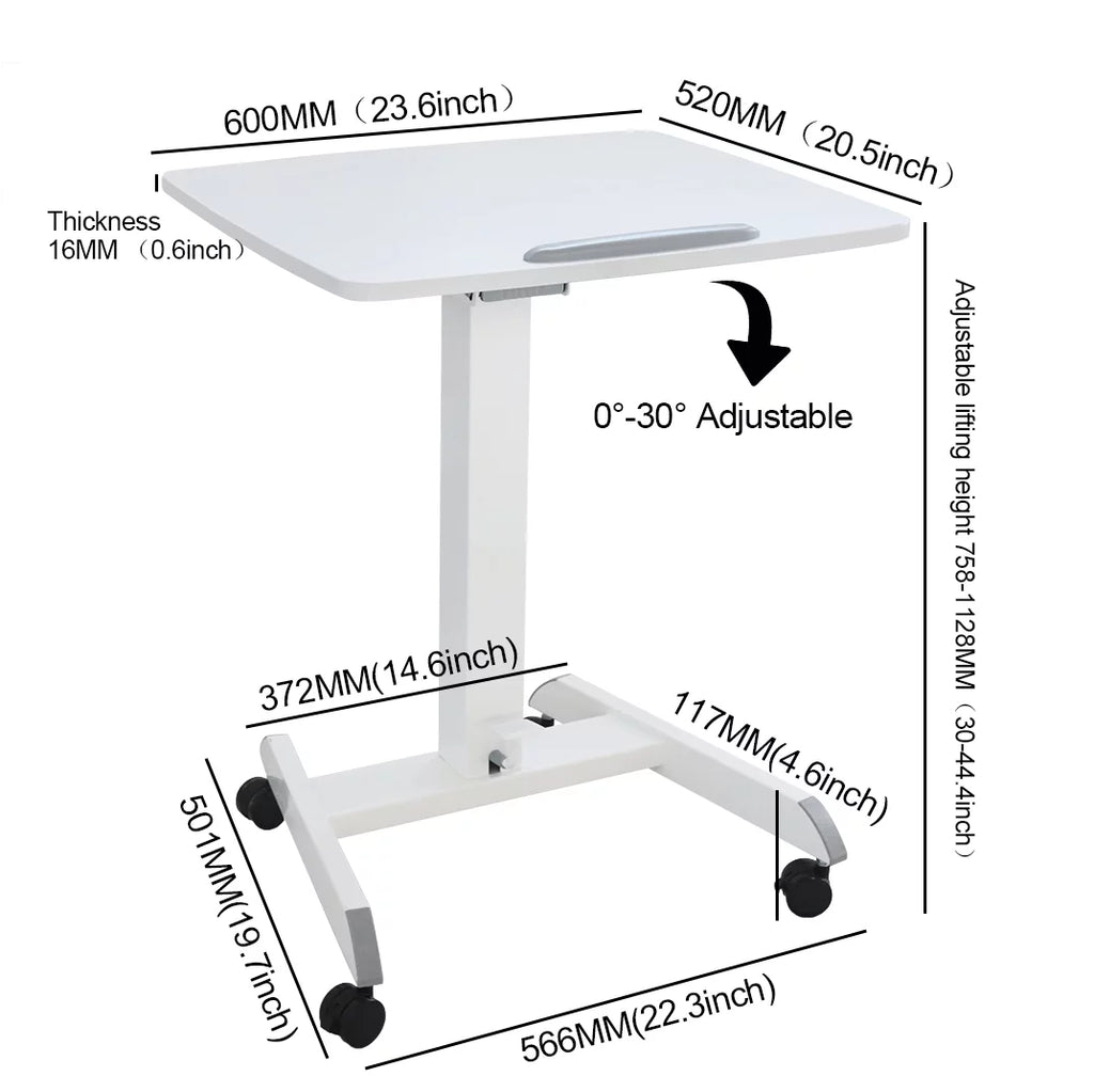 White Tilting Table Top Standing Desk with Wheels K682521