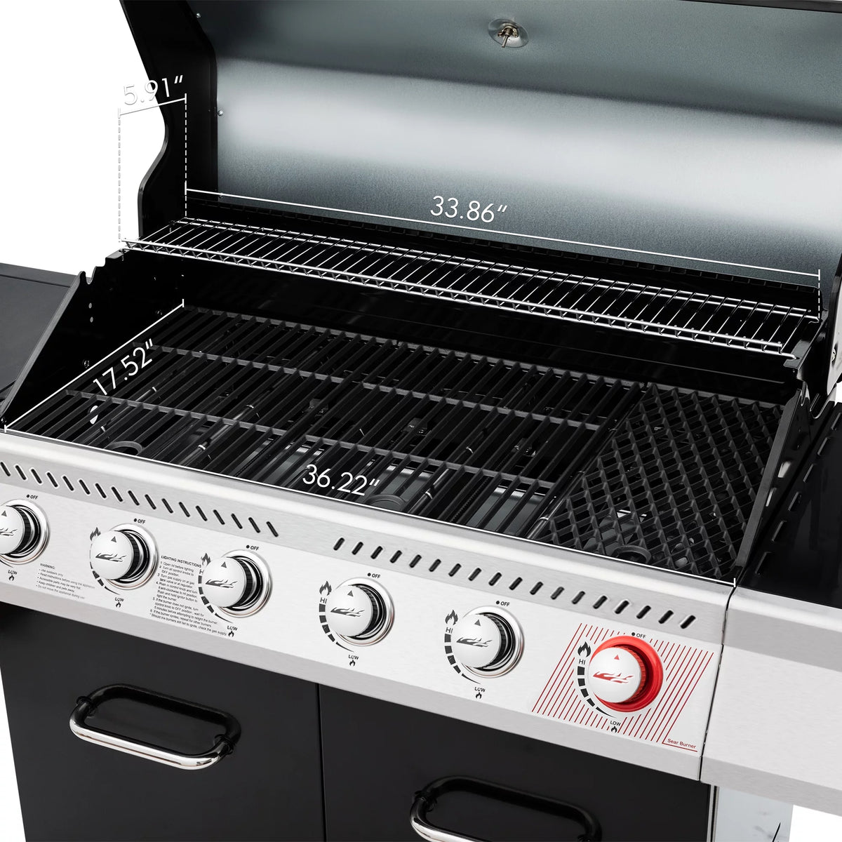 6-Burner Gas Grill with Sear Burner and Side Burner X949189