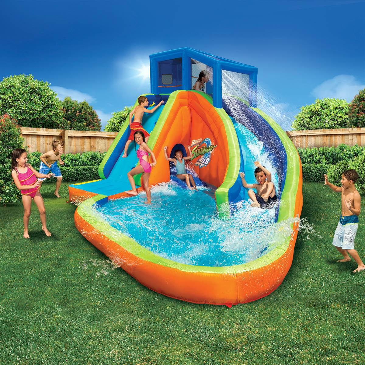 2 Pack Inflatable Kiddie Pool with Slides & Cannons C7417