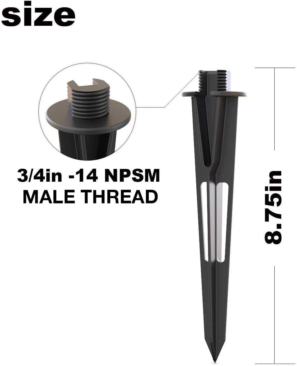Metal Ground Spike Stake Replacement 3/4 IN-14 NPSM Male Thread E66817