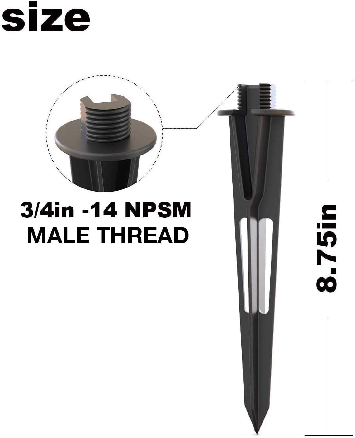 Metal Ground Spike Stake Replacement 3/4 IN-14 NPSM Male Thread E66817