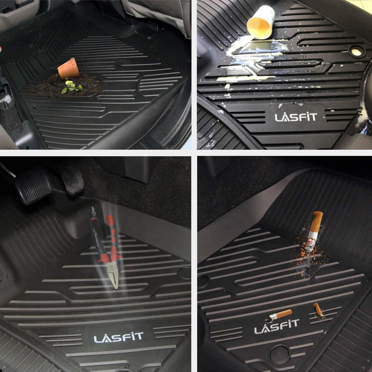 All Weather TPE Car Floor Mats Front and Rear 2 Rows Set A78465