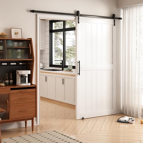 White Sliding Barn Door with Hardware Kit Z19034