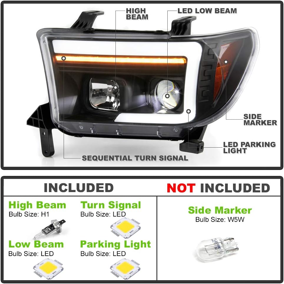 Black LED Projector Headlights V3910