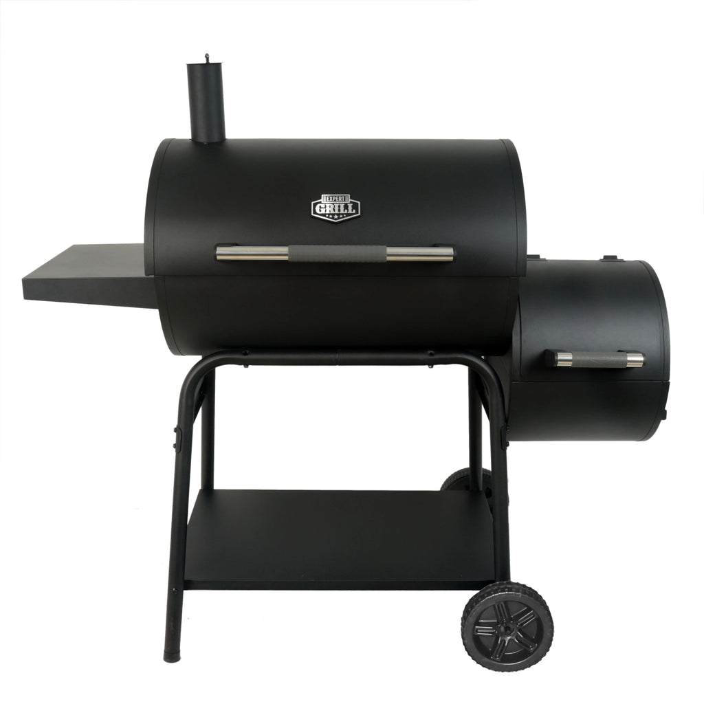 28 Offset Steel Charcoal Smoker Grill with Side Firebox, Black G2779
