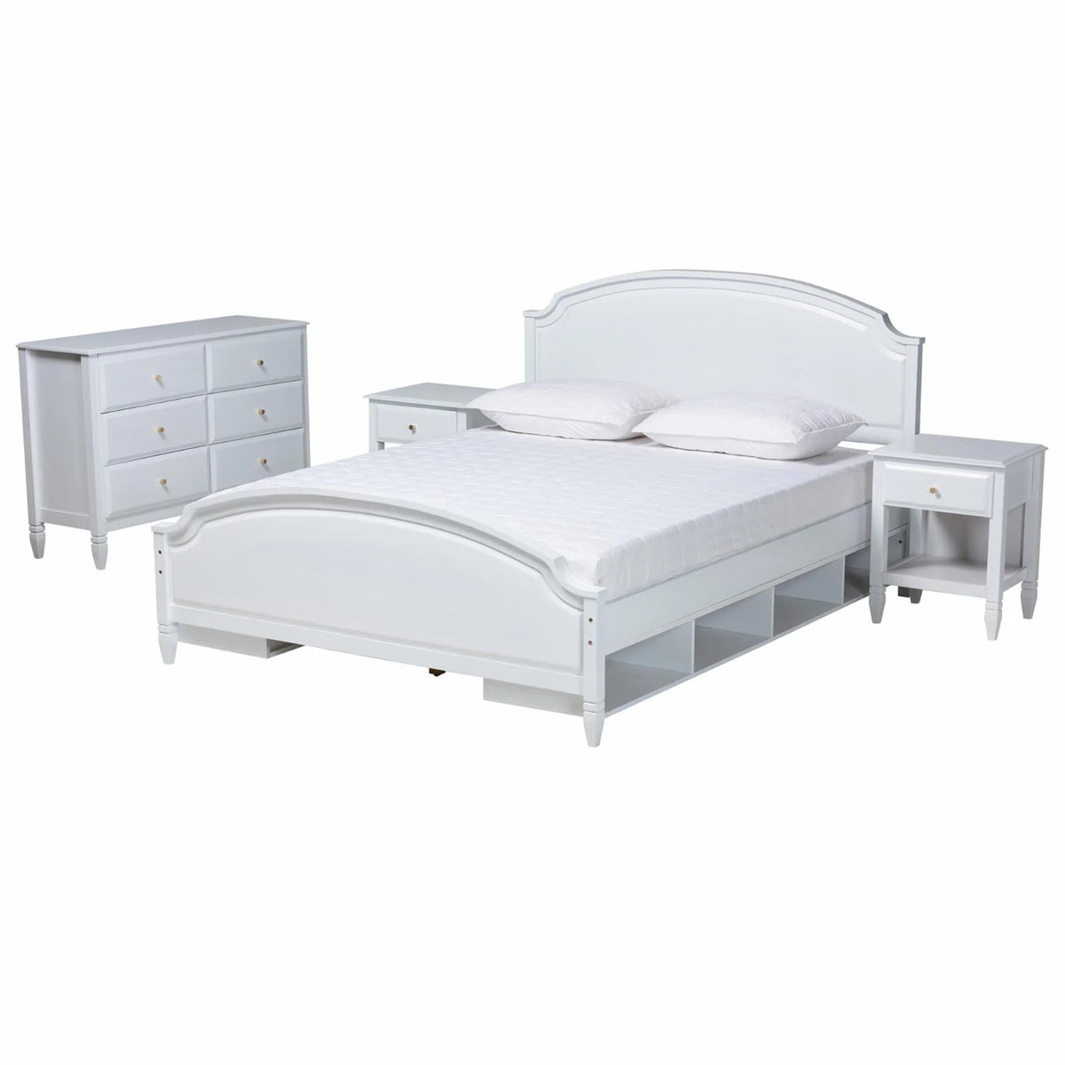 White Finished Wood Full Size 4-Piece Bedroom Set I39840
