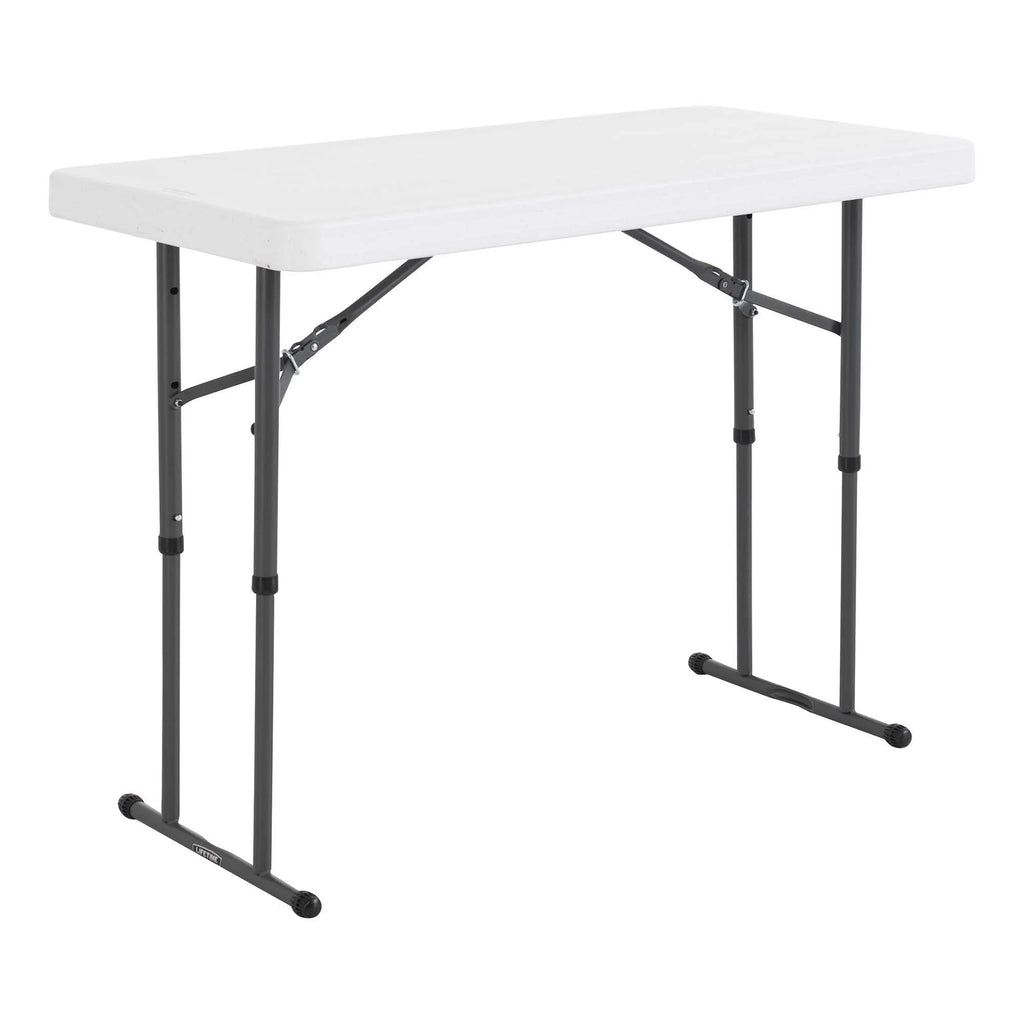 4 Foot Adjustable Folding Table White Granite Q987645