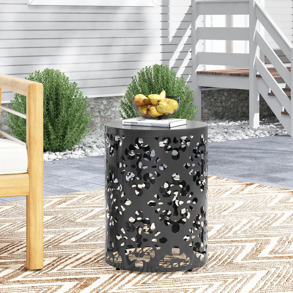 Black Outdoor Metal Side Table X21940