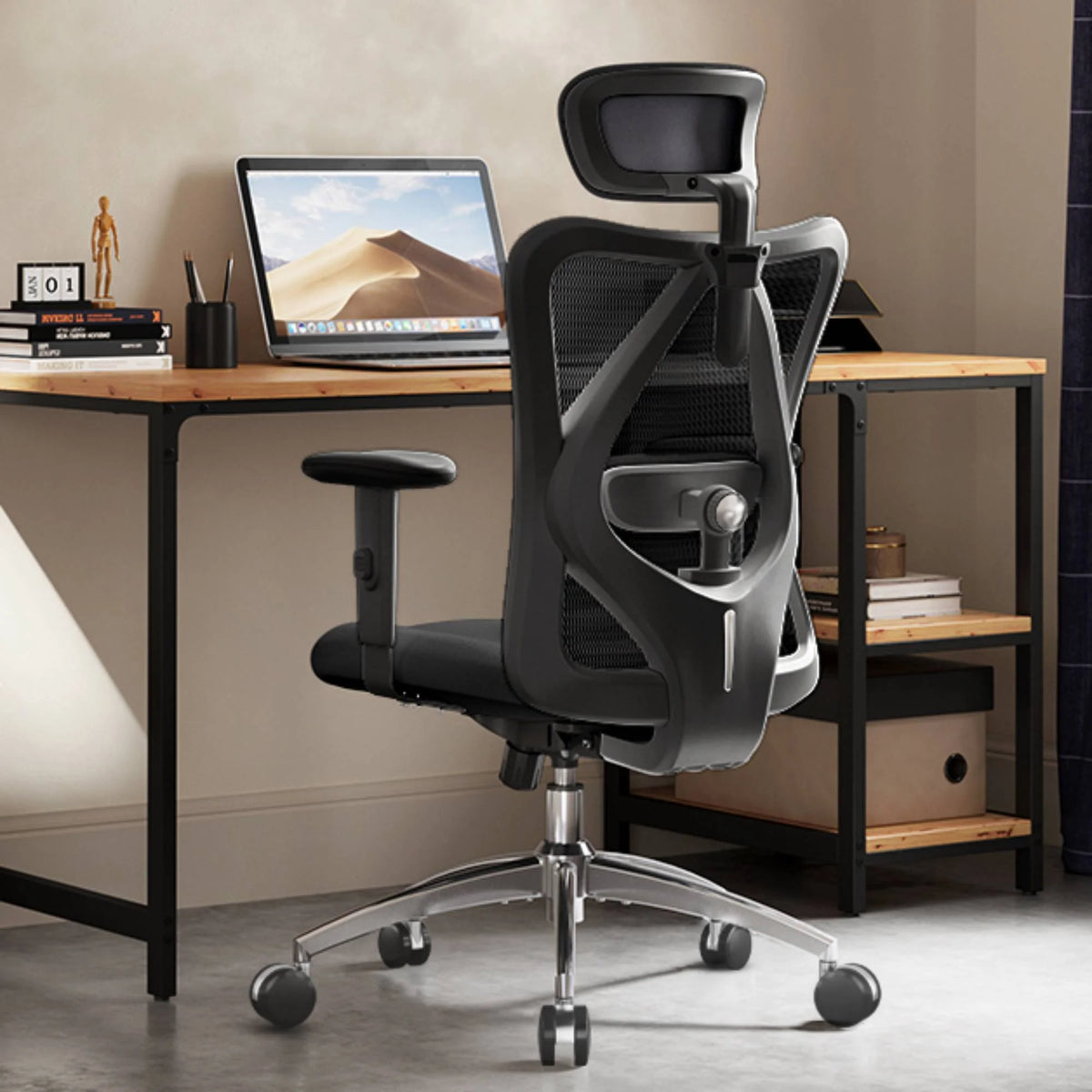 Black Ergonomic Mesh Office Chair with Adjustable Lumbar Support H20050