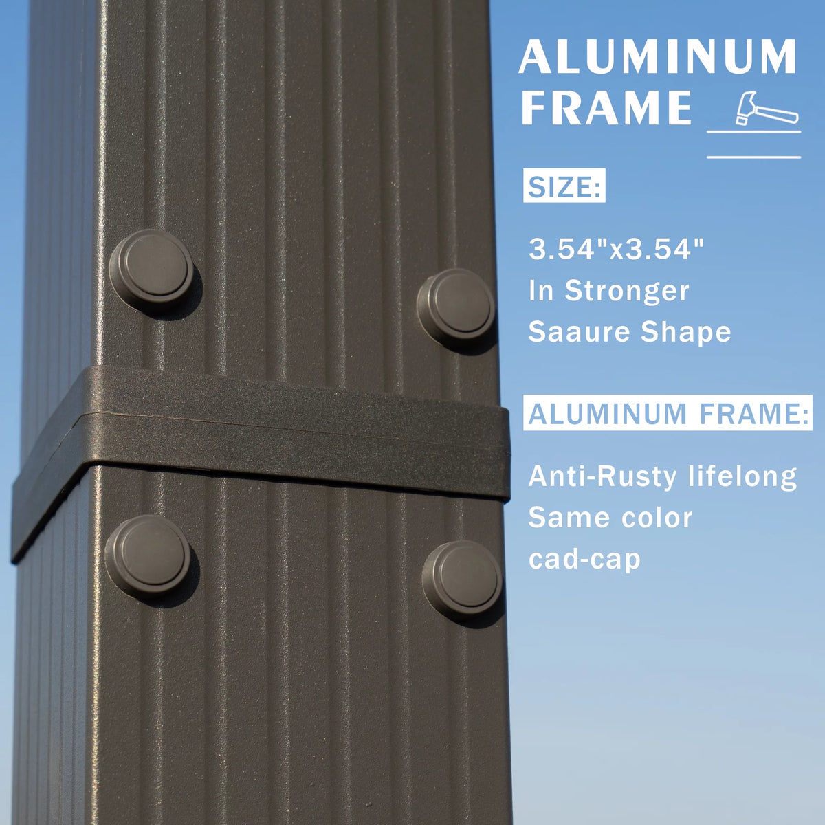 Extra-Large Gray Aluminum Frame Pergola with Sunshade Canopy 10'x12' Beige S834