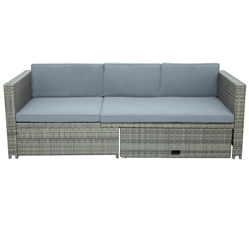 4-Piece All-Weather PE Wicker Patio Sectional Sofa Set with Retractable Table K436474