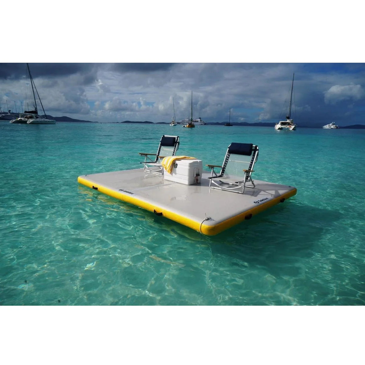 6-Ft Yellow and White Inflatable Dock with Handles J9140