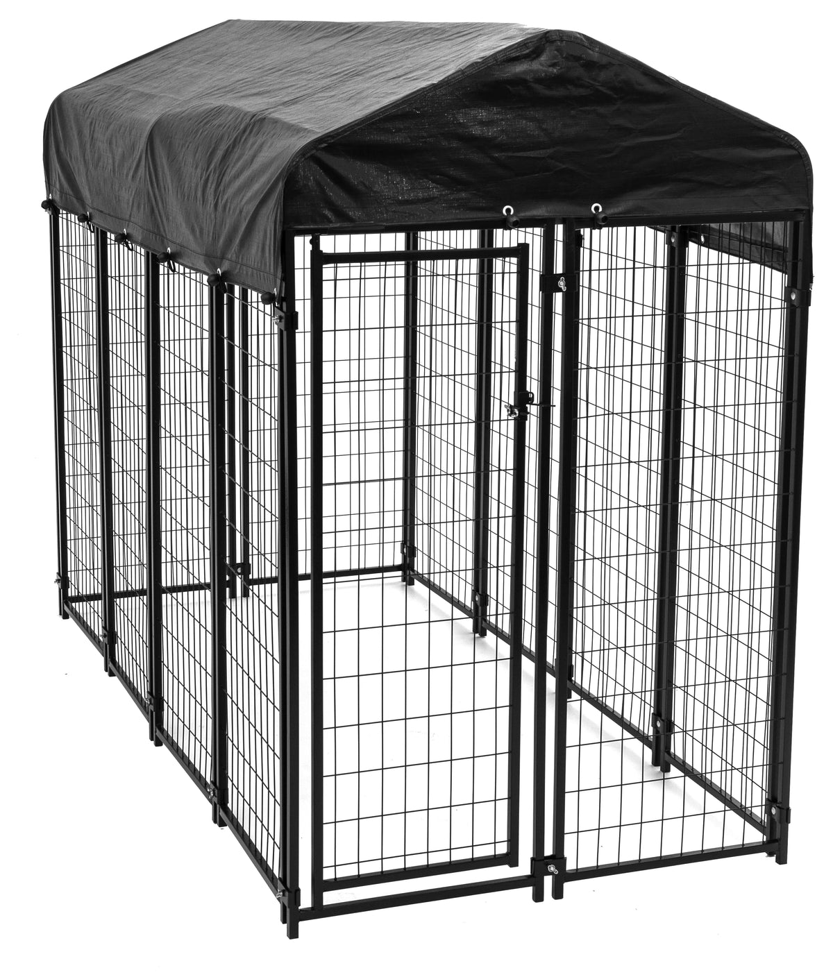 8ft x 4ft x 6ft Black Outdoor Dog Kennel with Cover V30774
