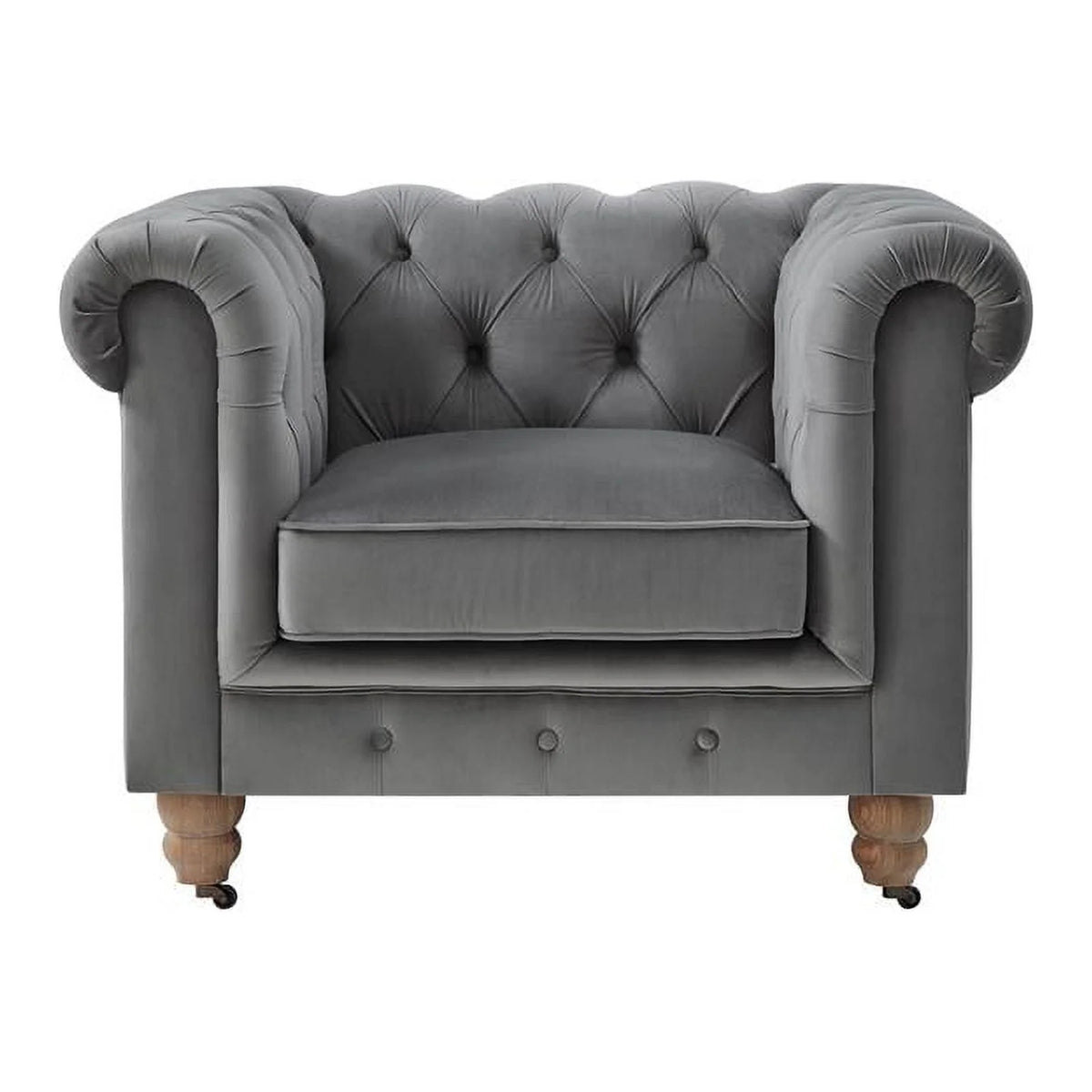 Dark Gray Velvet Button Tufted Club Chair Z207