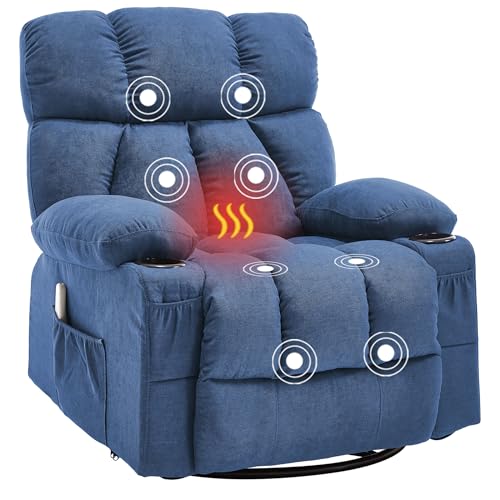 Grey Massage Rocker Recliner Chair with Heat and Vibration U9993