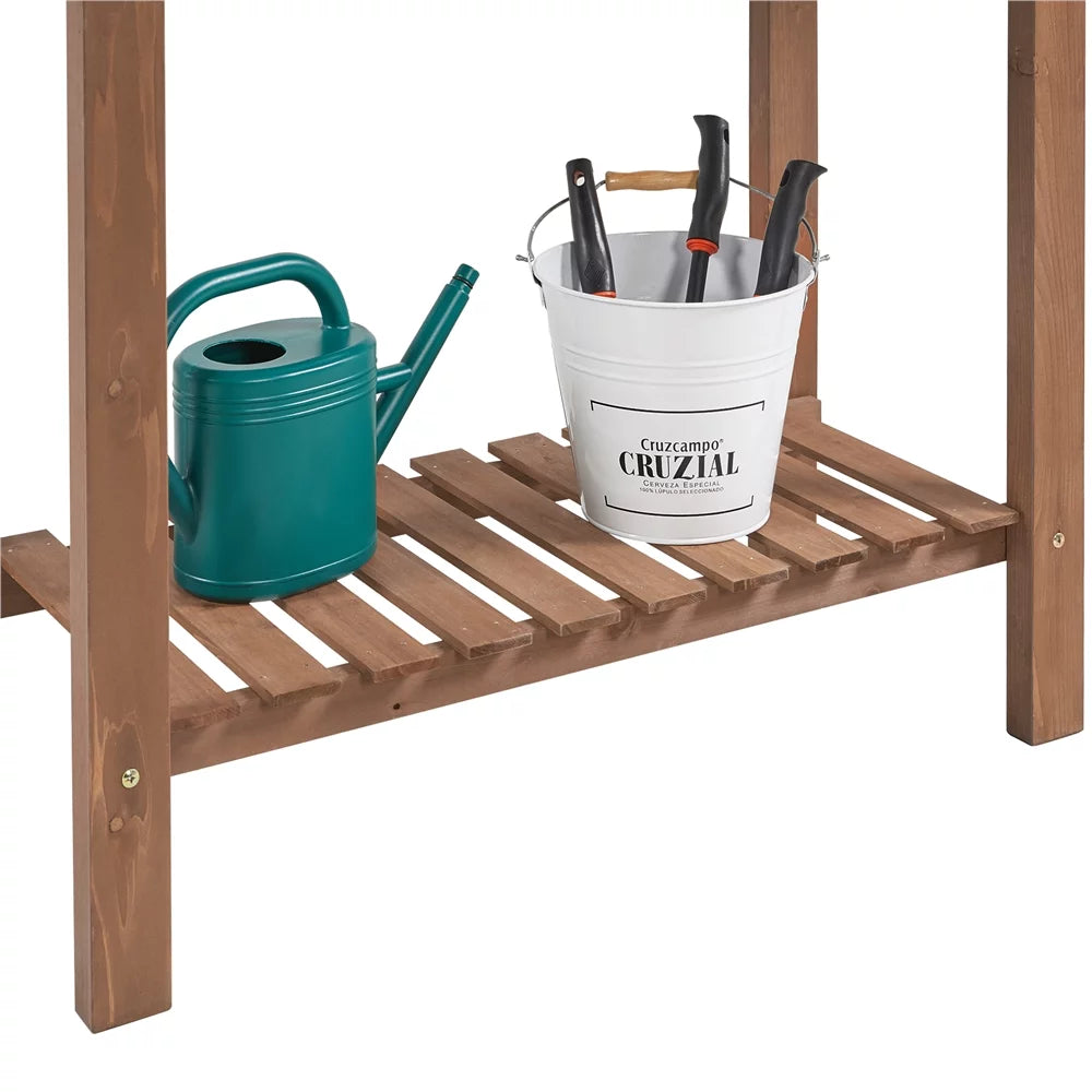 Wooden Potting Bench with Sliding Tabletop X660