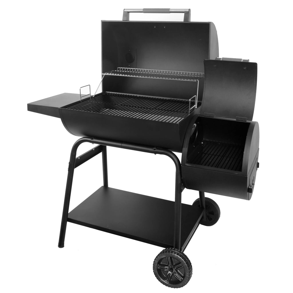 28 Offset Steel Charcoal Smoker Grill with Side Firebox, Black G2779