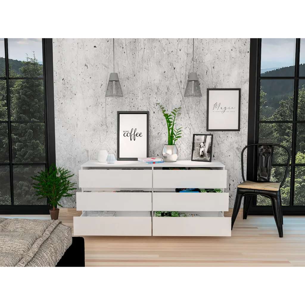 6 Drawer Double Dresser Light Gray S782