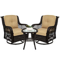 3-Piece Outdoor Wicker Patio Bistro Set with Swivel Rocking Chairs and Side Table Z46266
