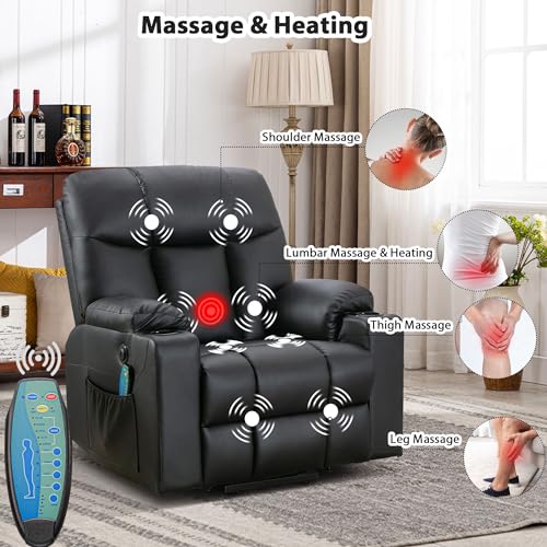 Brown Faux Leather Oversized Power Lift Recliner Chair with Heated and Massage O884