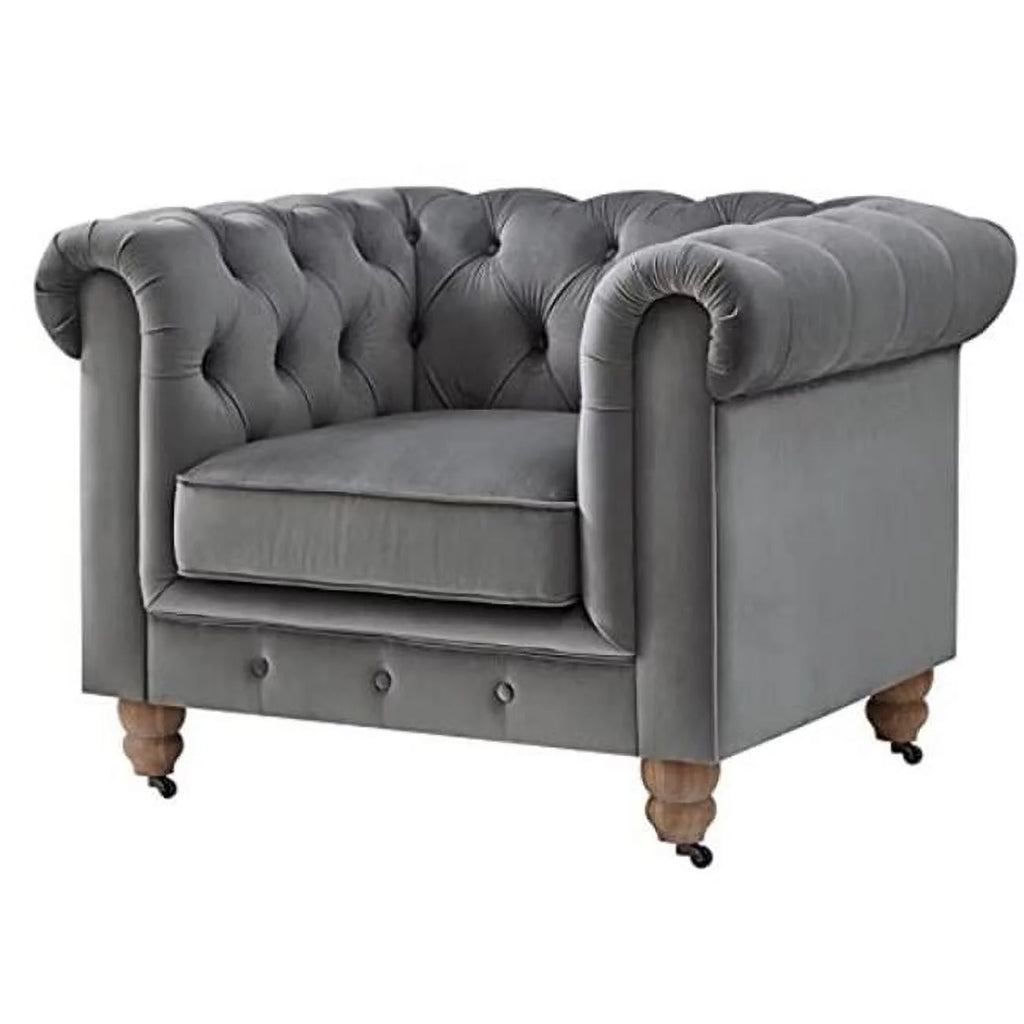 Dark Gray Velvet Button Tufted Club Chair Z207