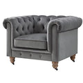 Dark Gray Velvet Button Tufted Club Chair Z207