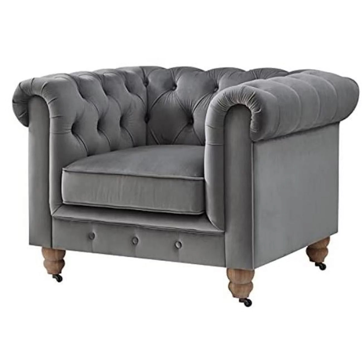 Dark Gray Velvet Button Tufted Club Chair Z207