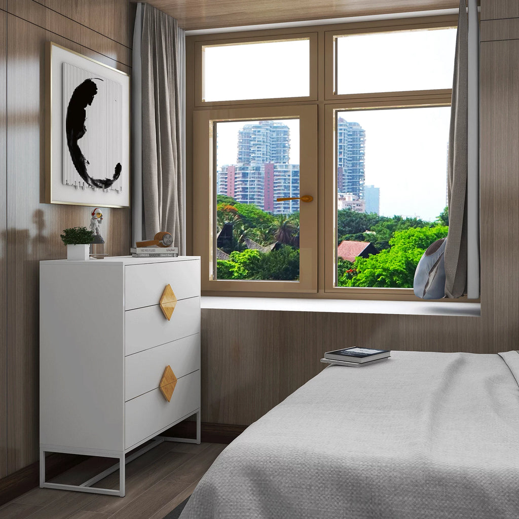 White 4 Drawer Wood Dresser G721