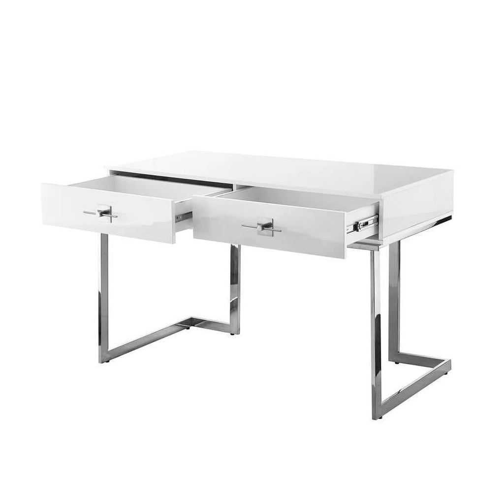 White 2-Drawers Stainless Steel Base Bedroom Vanity F4553