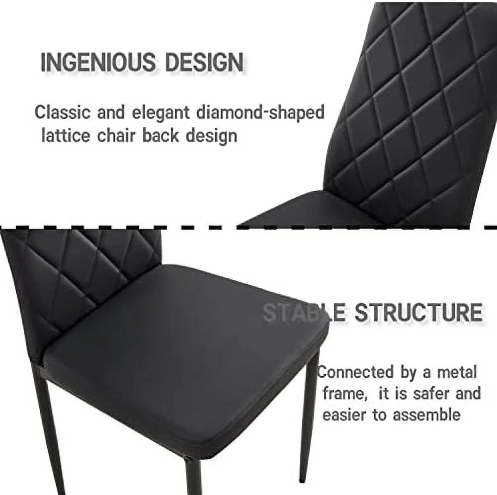 Dining Chairs Set of 6 High Back PU Leather Metal Legs V579