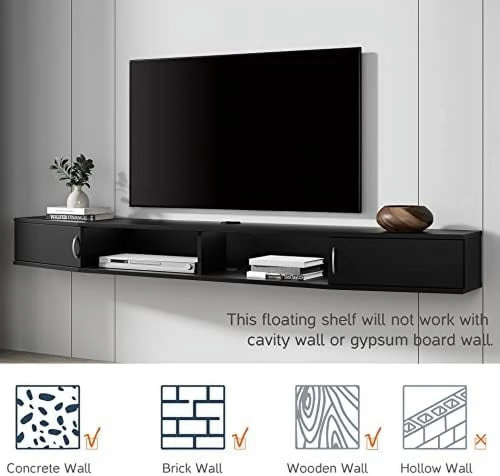 Black Floating Wall Mounted TV Stand Q9478
