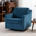 Navy Blue Linen Fabric Swivel Accent Chair T68812