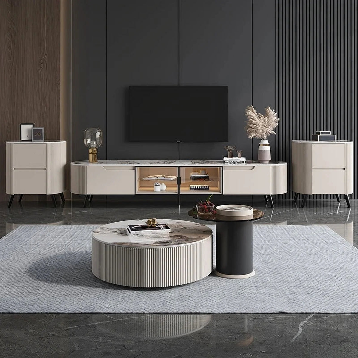 Corner TV Stand with Drawers V52010