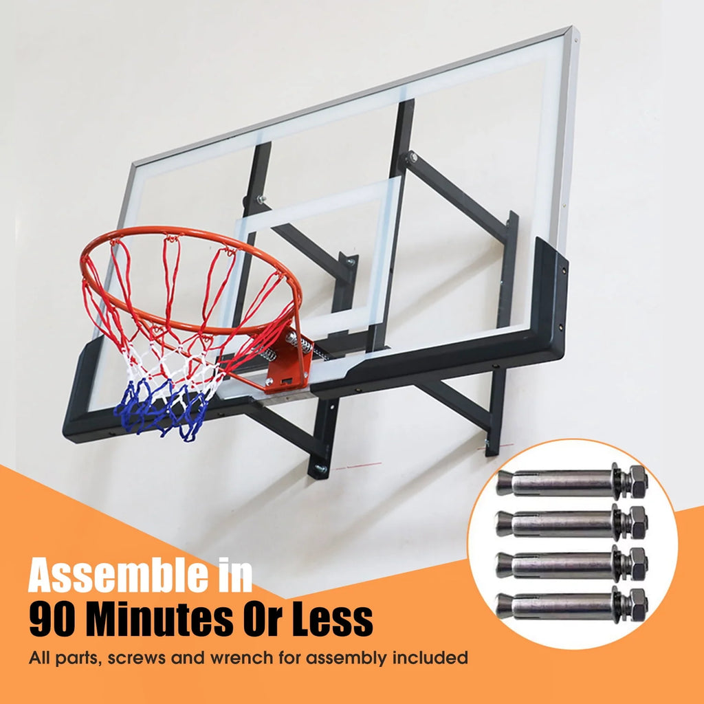 48in Wall-Mounted Basketball Backboard and Rim Combo X91199