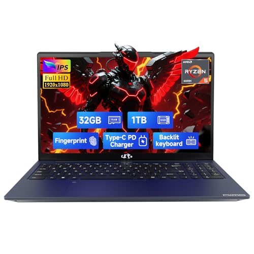 15.6" IPS FHD Gaming Laptop 6 Cores AMD Ryzen 5 6600H 32GB DDR5 RAM 1TB SSD T2624